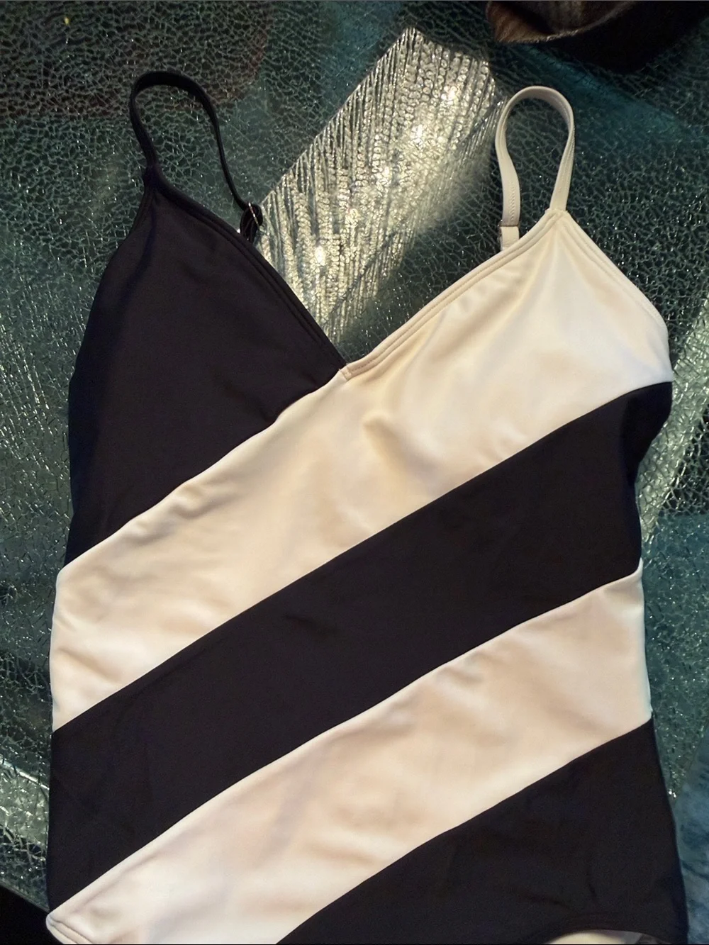 MICHAEL KORS striped Black & White One-Piece Swimsuit 12 NWOT
